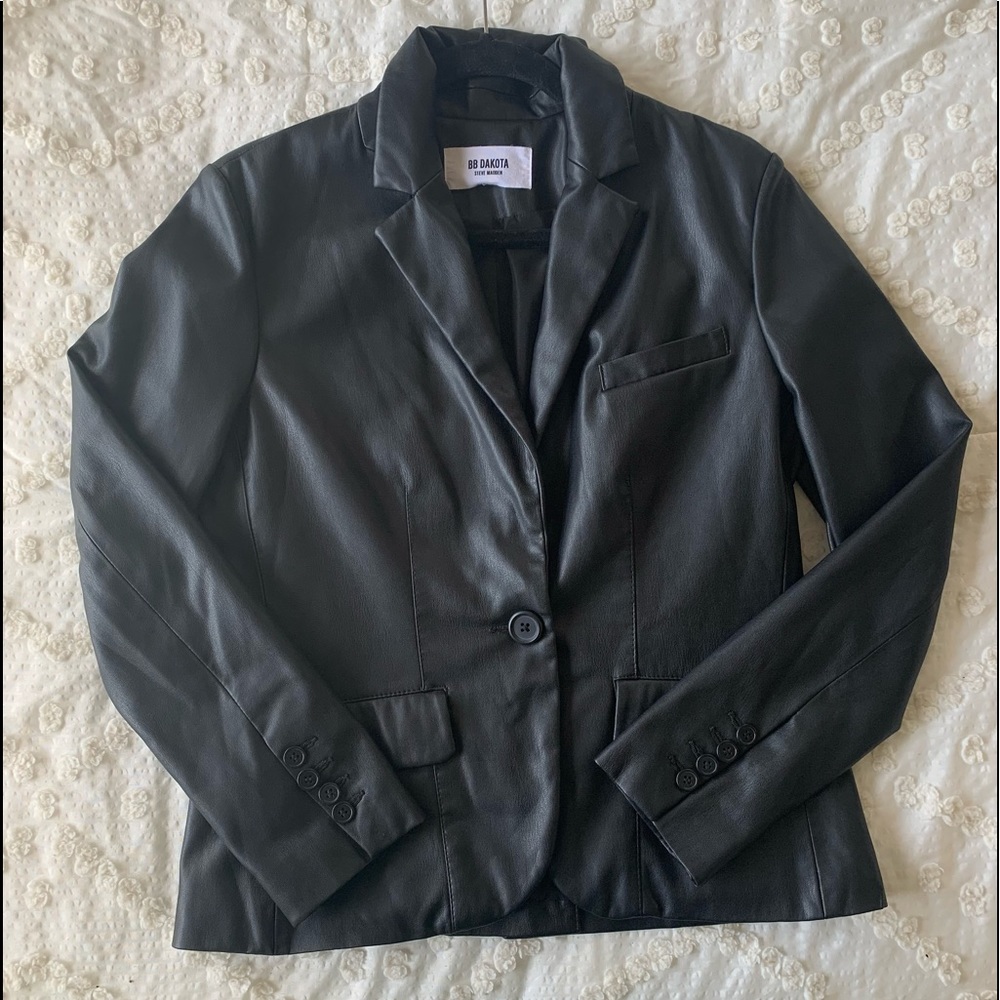 Faux Leather Blazer
